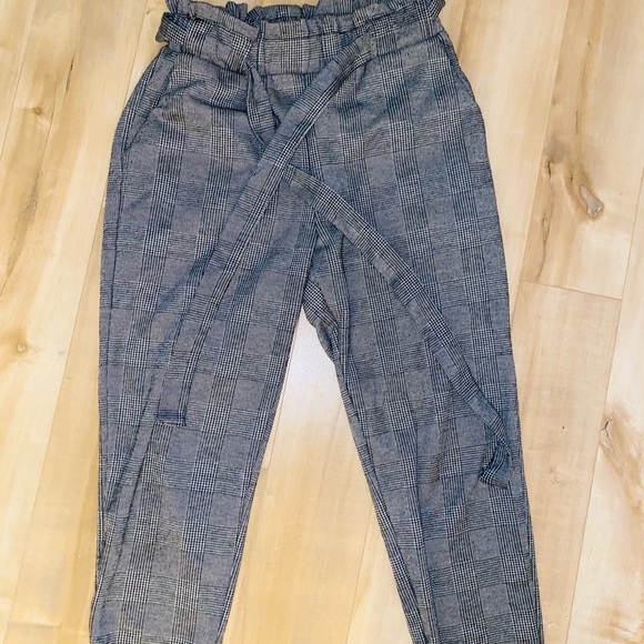 Grey Plaid Pants w/ Tie - Picture 1 of 2